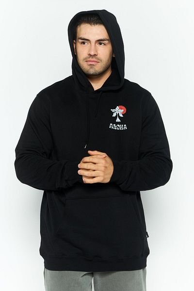 Hurley Men Sportswear Fit Graphic Print Long Sleeves Outdoor Sweatshirt, Black