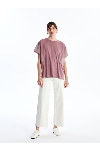 LC Waikiki New Season Crew Neck Color Block Short Sleeve Oversize Women's T-Shirt - S4Mp27Z8