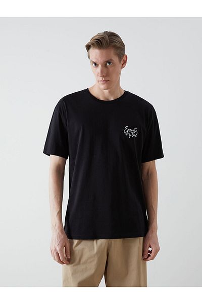 LC Waikiki Ανδρικό μπλουζάκι LCW Crew με κοντό μανίκι με εμπριμέ χτενισμένο βαμβάκι