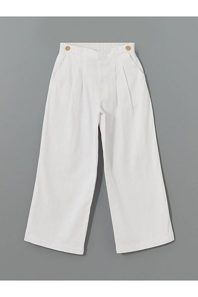 LC Waikiki New Season Elastic Waist Linen Blend Girls' Trousers - S59765Z4
