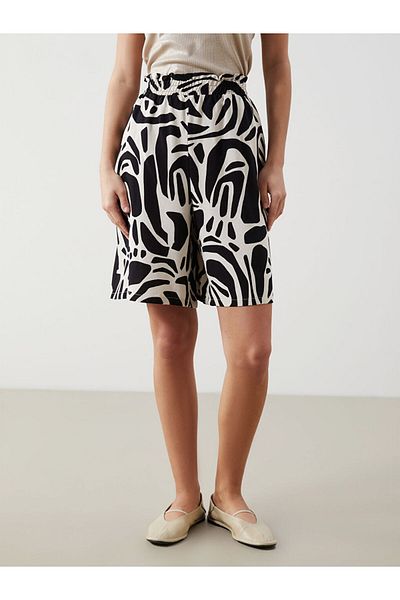 LC Waikiki Pantaloni scurți de damă LCW cu talie elastică din amestec de in