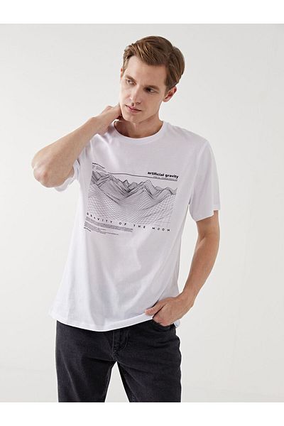 LC Waikiki Tricou pentru bărbați din bumbac pieptănat cu mânecă scurtă cu decolteu