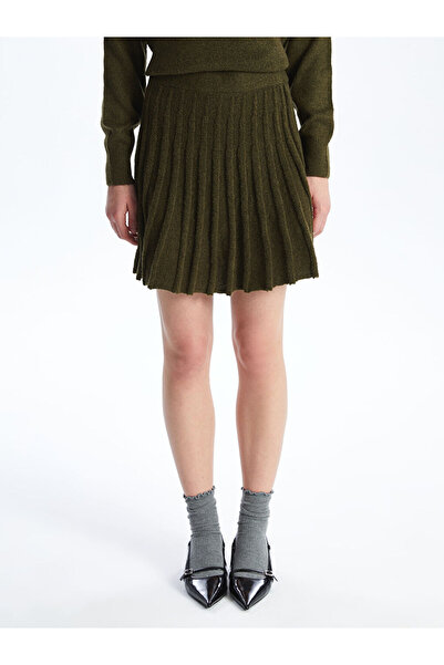 LC Waikiki LCW Kadın Beli Lastikli Düz Triko Etek Fast Moda