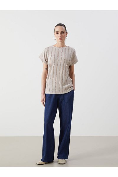 LC Waikiki New Season Crew Neck Textured Women's T-Shirt - S5G433Z8