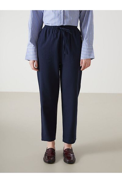 LC Waikiki New Season Elastic Waist Linen Blend Women's Trousers - S5Hm22Z8