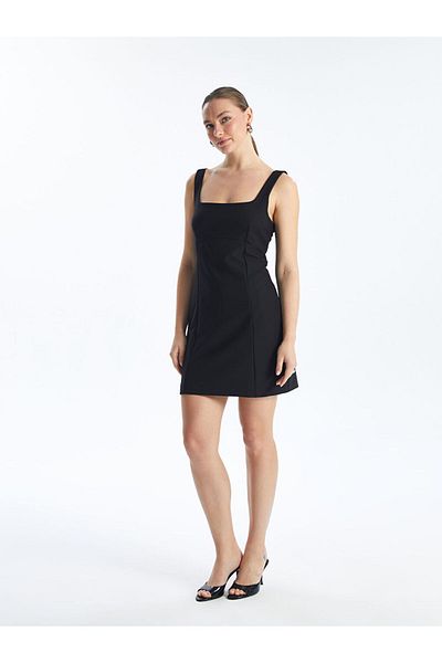 LC Waikiki Lcw Women's Square Neck Solid Dress Fast Fashion