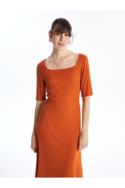 LC Waikiki Lcw Square Collar Straight Short Sleeve Women's Dress Fast Fashion