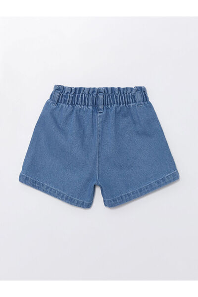LC Waikiki Embroidered Baby Girl Jean Shorts with Elastic Waist