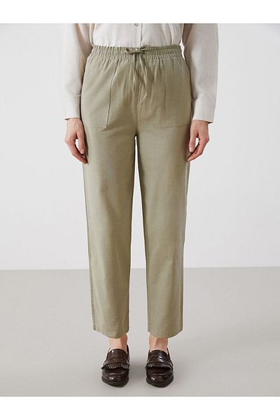 LC Waikiki New Season Elastic Waist Linen Blend Women's Trousers - S5Hm22Z8