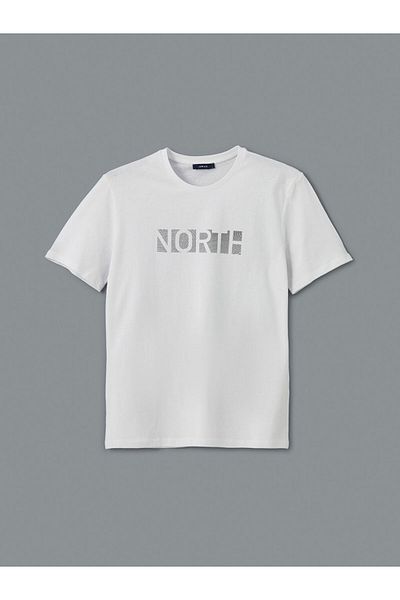 LC Waikiki Tricou pentru bărbați din bumbac pieptănat cu mânecă scurtă cu decolteu