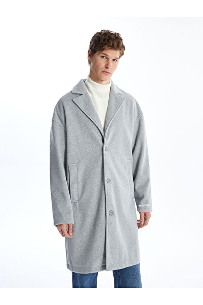 LC Waikiki Gray Standard Fit Jacket Collar Men's Cashmere Coat