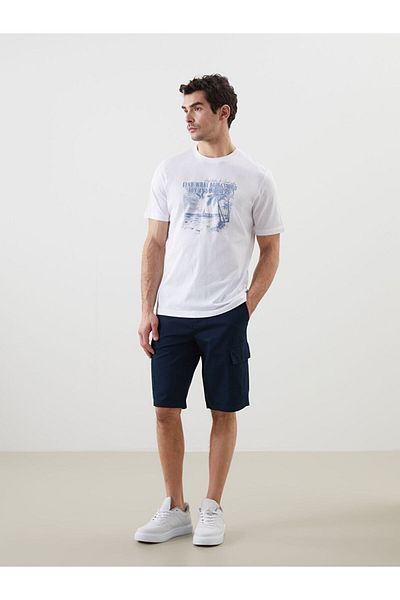 LC Waikiki Ανδρικό μπλουζάκι LCW Crew Neck με εμπριμέ χτενισμένο βαμβάκι