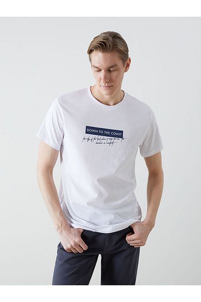 LC Waikiki Tricou pentru bărbați din bumbac pieptănat imprimat cu mânecă scurtă, sezon nou - S5J290Z8