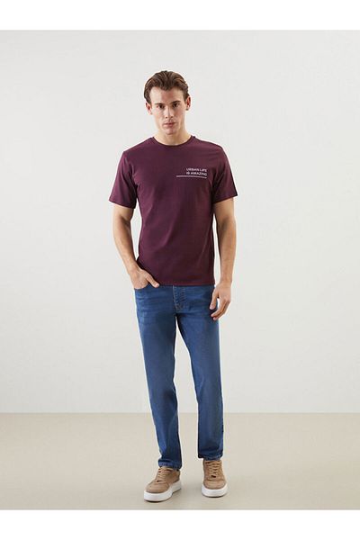 LC Waikiki New Season Crew Neck Κοντό μανίκι εμπριμέ χτενισμένο βαμβακερό ανδρικό Tisort - S5KU25Z8