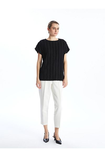 LC Waikiki Tricou de damă cu textura cu gât crew