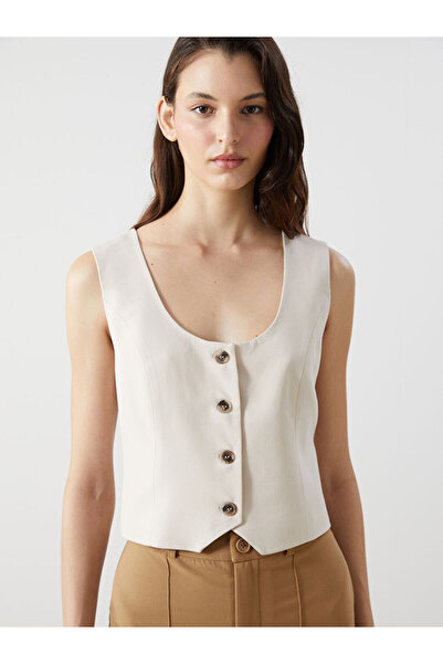 LC Waikiki بيج يو ياكا كتان مزيج من القماش الكلاسيكي للسيدات سترة