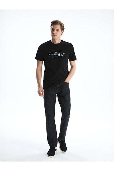 LC Waikiki New Season Crew Neck εμπριμέ χτενισμένο βαμβακερό ανδρικό Tisort - S5JI59Z8