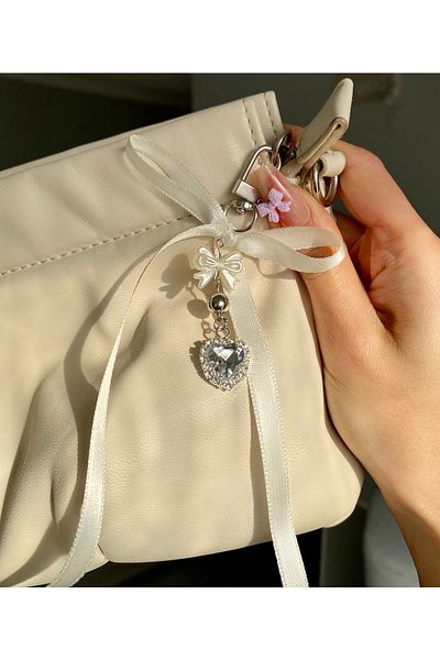 Pinky Lady Accesoriu pentru geanta prințesă inimă transparentă