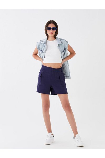 LC Waikiki Lcw Waist Elasticated Standard Fit Women's Shorts Fast Fashion