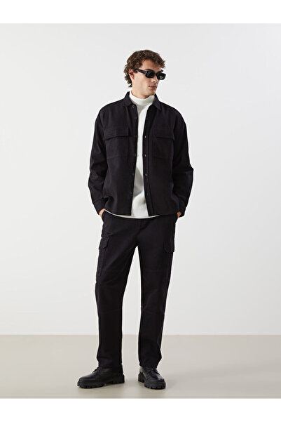 LC Waikiki Black Comfortable Fit Gabardine Men's Cargo Pants