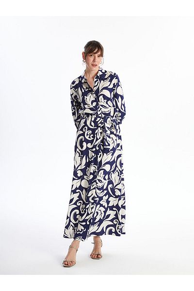 LC Waikiki Rochie cămașă damă cu mânecă lungă cu model