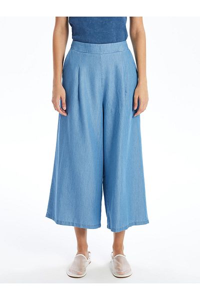LC Waikiki Jean Capri pentru femei cu talie elastică, drepte, cu picioare late