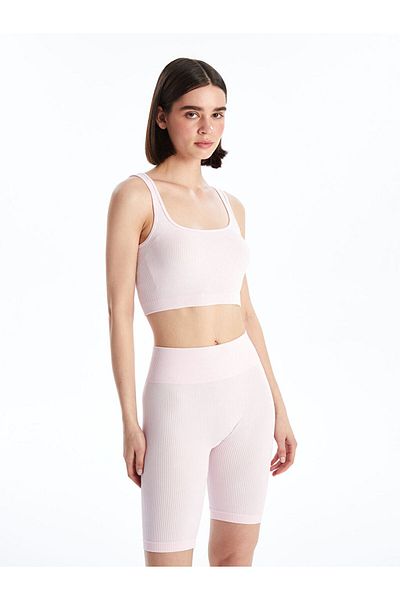 LC Waikiki Lcw Women's U-Neck Plain Crop Fast Fashion