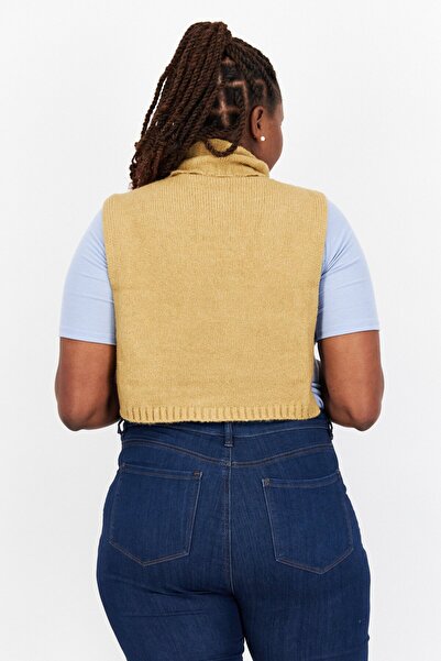 NA-KD Women High Neck Plain Alpacka Blend Bib Sweater Vest, Beige