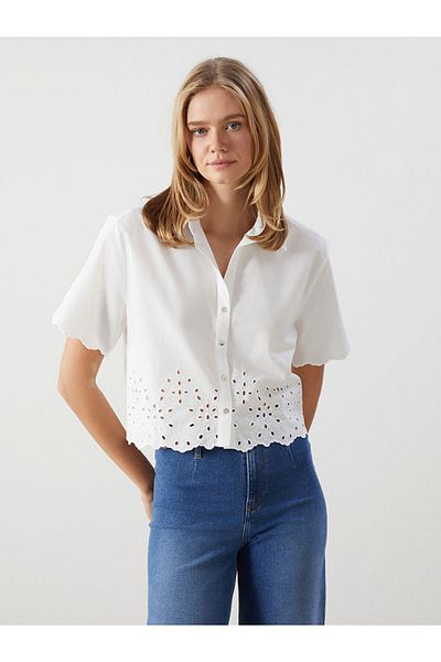 LC Waikiki New Season Openwork Poplin Women's Shirt - S5I324Z8