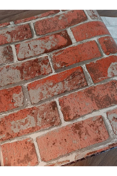 KMS HOME Prestij 64-5 ( 53 cmx 10 mt) Kızıl Taş Desenli Duvar Kağıdı 5 m²