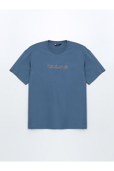 LC Waikiki Tricou pentru bărbați din bumbac pieptănat cu mânecă scurtă cu decolteu