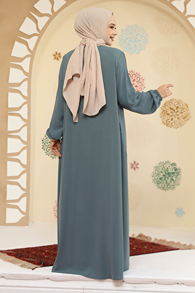 Neva Style Ζευγάρι πράσινο χιτζάμπ με φερμουάρ Ferace 45285CY