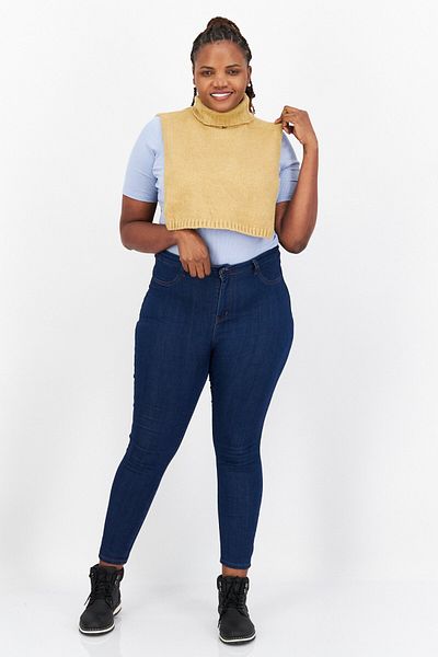 NA-KD Women High Neck Plain Alpacka Blend Bib Sweater Vest, Beige