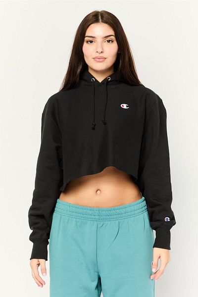 Champion Women Sportswear Fit Long Sleeve Outdoor Cropped Sweatshirt, Black