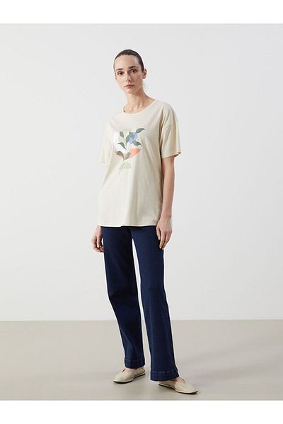 LC Waikiki Γυναικείο φλοράλ μπλουζάκι Crew Neck