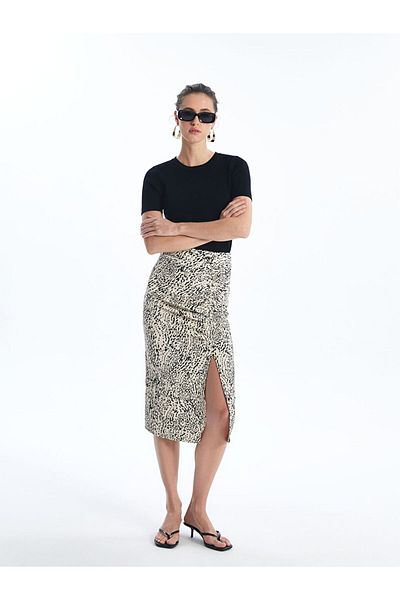 LC Waikiki Lcw Tight Fit Patterned Women's Pencil Skirt Fast Fashion