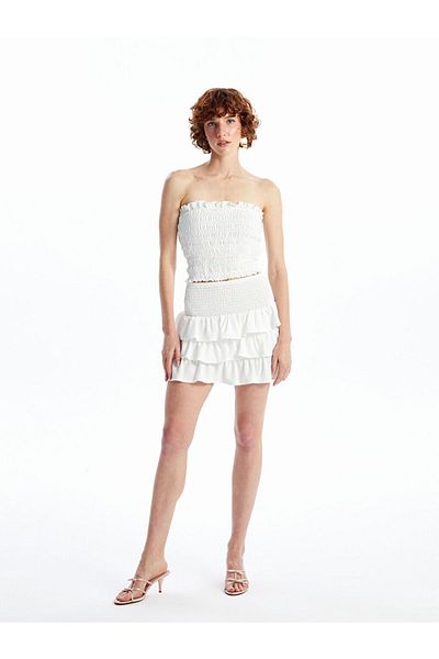 LC Waikiki Lcw Women's Skirt with Elastic Waist and Ruffle Detail Fast Fashion