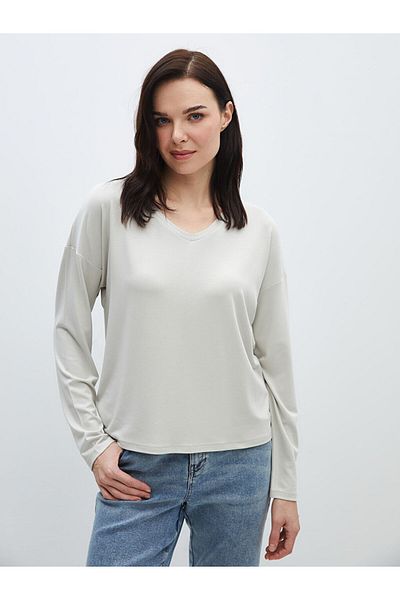 LC Waikiki New Season V-Neck Plain Long Sleeve Women's T-Shirt - S4I297Z8