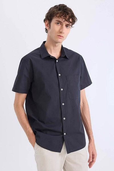 DeFacto Ανδρικό πουκάμισο με κοντό μανίκι Anthracite D7551ax/ar190