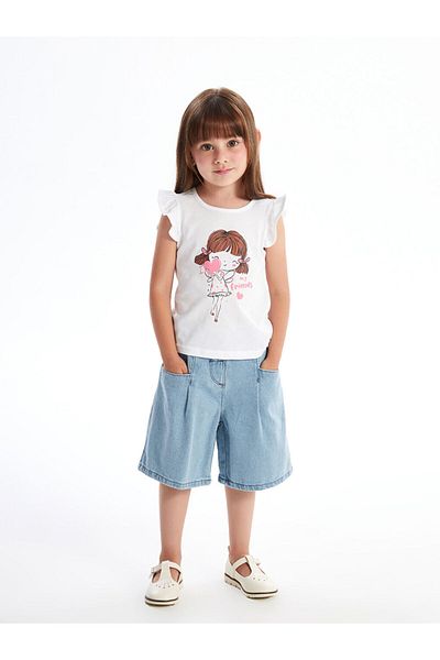LC Waikiki New Season Basic Baby Girl Jean Shorts with Elastic Waist - S4Nl27Z1