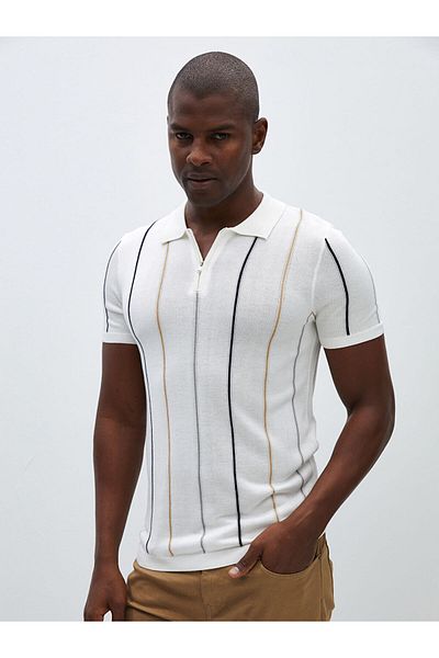 LC Waikiki Lcw Polo Collar Short Sleeve Striped Men's Knitwear Sweater Fast Fashion