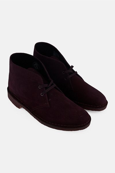 CLARKS Men Standard Desert Lace Up Ankle Boots, Burgundy