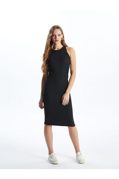 LC Waikiki Lcw Women's Crew Neck Straight Dress Fast Fashion