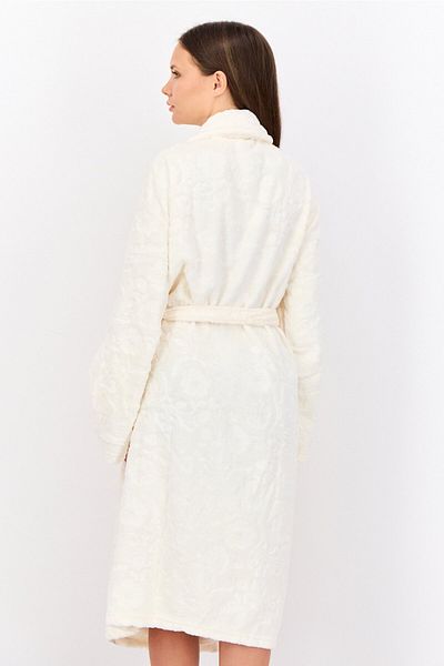 Marilyn Monroe Women Belted Embossed Bath Robe, Light Beige