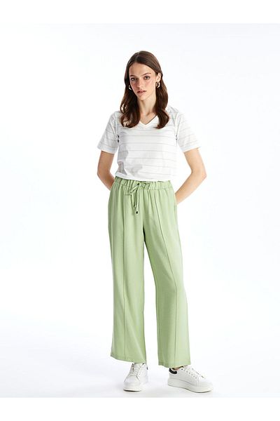 LC Waikiki New Season Elastic Waist Flat Wide Leg Women's Trousers - S40770Z8