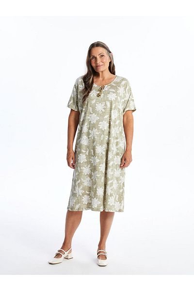 LC Waikiki Rochie de damă cu decolteu cu inimă florală