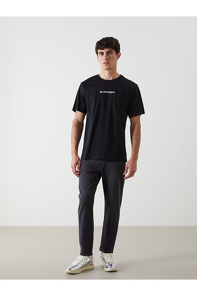 LC Waikiki Ανδρικό μπλουζάκι LCW Crew με κοντό μανίκι με εμπριμέ χτενισμένο βαμβάκι