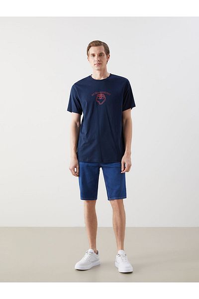 LC Waikiki New Season Crew Neck Κοντό μανίκι εμπριμέ χτενισμένο βαμβακερό ανδρικό Tisort - S5J288Z8