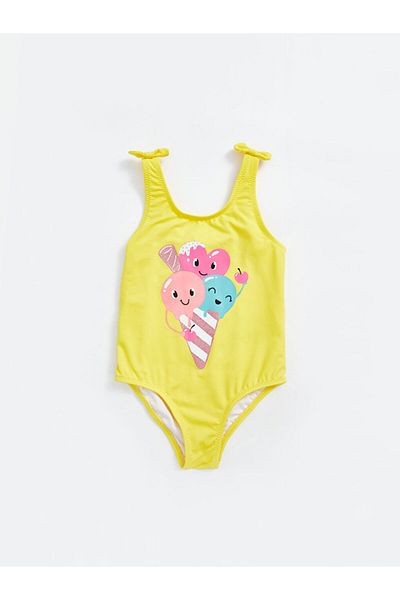 LC Waikiki Lcw Crew Neck Printed Baby Girl Swimsuit Fast Fashion
