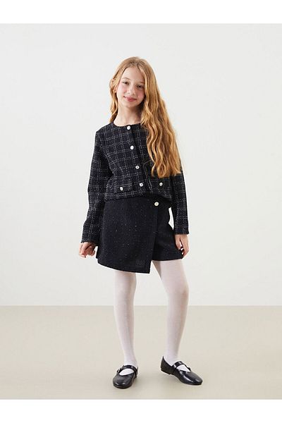 LC Waikiki Lcw Waist Elastic Girl Tweed Shorts Skirt Fast Fashion